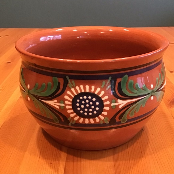 VINTAGE NITTSJO SWEDEN POTTERY PLANTER 1981 REDWARE FLORAL MORIAGE - Picture 3 of 10